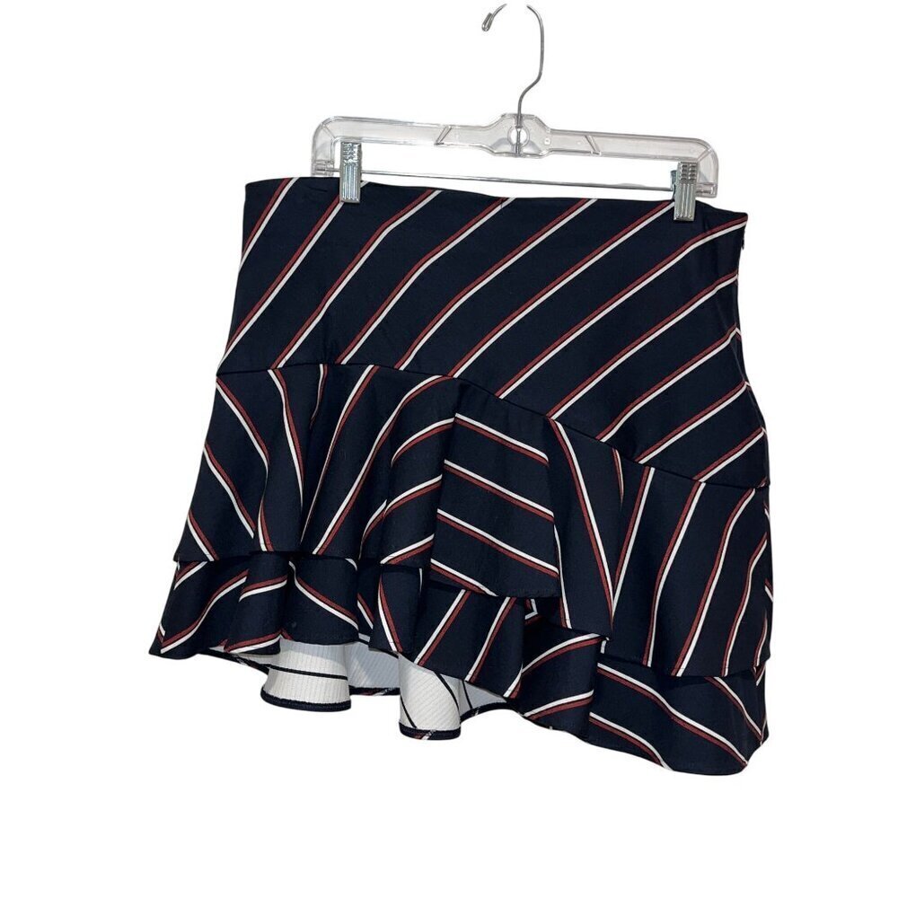NWT Express Womens Striped Ruffle Mini Skirt Size 12 - Picture 3 of 7